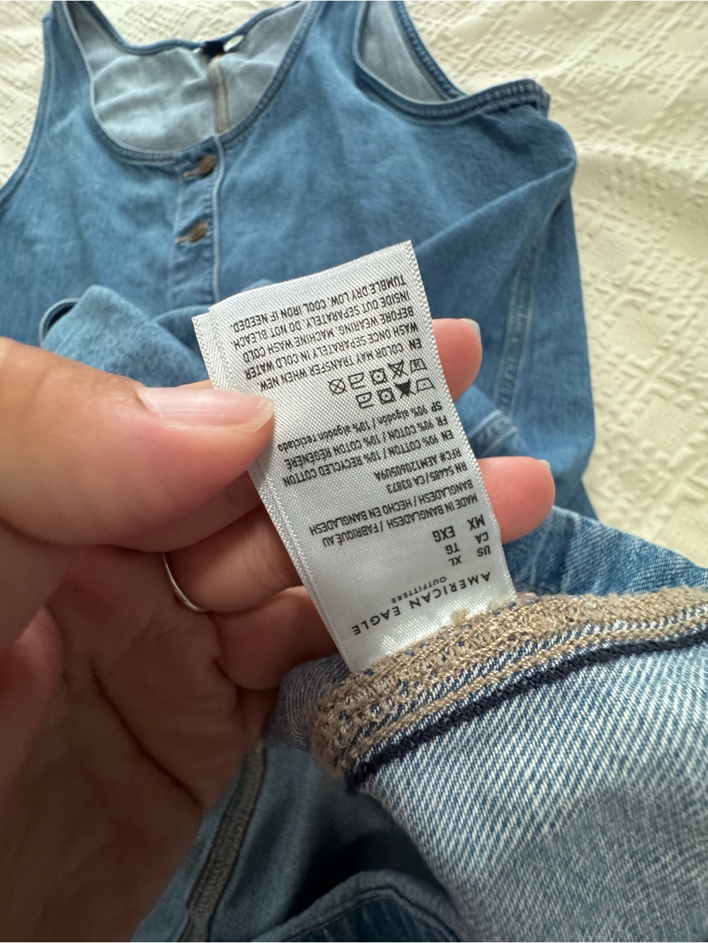 American Eagle Outfitters Blue Denim Button-Front Pinafore Dress - Picture 3 of 5